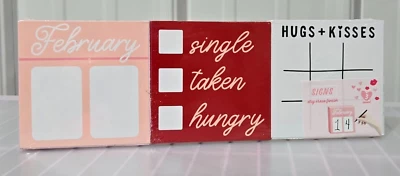 Love Theme Pink Red & White Wooden 4" Square 3 Count Signs w/ Dry Erase Fronts - Image 1 of 4
