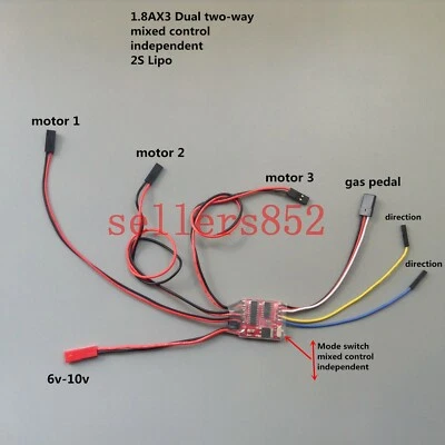 1.8Ax3 Brushed ESC two-way Speed Controller 1:35 RC Tank 3.7v 1S N20 motor - Image 1 of 4
