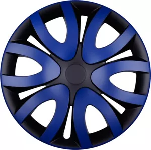 4x PREMIUM DESIGN Radkappen Radzierblenden "Mika" 15 ZOLL #55 in Blau Schwarz - Bild 1 von 1