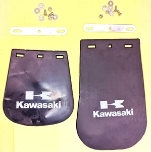 Pair Of Fender Mudguard Mud Flap Kawasaki Retro Custom Classic Rubber Splash Mud - Picture 1 of 2