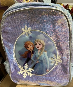 ZAINO Disney ANNA ed ELSA blu con paillettes borsa scuola FROZEN nuovo con etichetta - Foto 1 di 1
