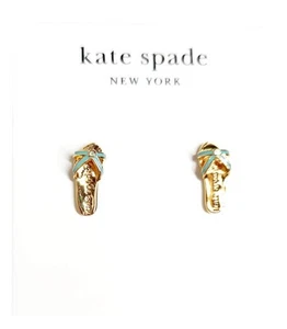Kate Spade Away We Go Flip Flop Sandal Stud Earrings Blue Multi KH549 NWT - Picture 1 of 14