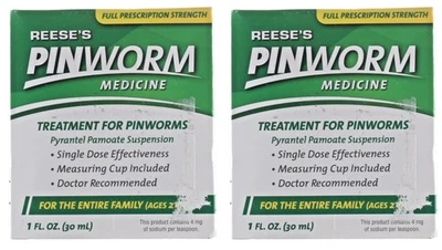 PINWORM MEDICINAL REESES, SUSPENSIÓN DE PAMOATO DE PIRANTEL 1 OZ EA - CADUCIDAD 7/26 Foto 1 de 4