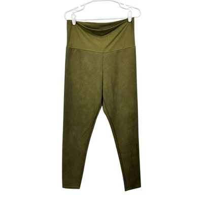 Hatch Maternity Size Medium Faux Suede Moss Olive Green Leggings Pants - Image 1 of 3