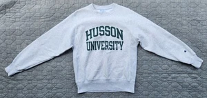 Champion Reverse Weave Husson University Heavyweight Sweatshirt in Gray; Small - Picture 1 of 7