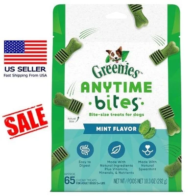 Greenies Anytime Bites Dental Mint Flavor Dog Treats 10.3Oz