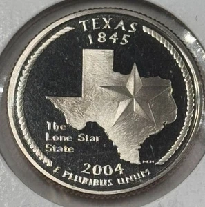 2004-S Texas State Quarter Proof Gem BU Deep Cameo Lone Star - Imagen 1 de 2