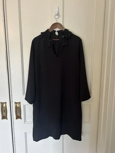 J. Crew Ruffle Neck Shift Dress Womens Size 20 Black Classic Career NWT - Picture 1 of 7