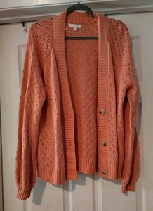 LC Lauren Conrad Pullover Damen XL Koralle Knopfleiste. - Bild 1 von 5