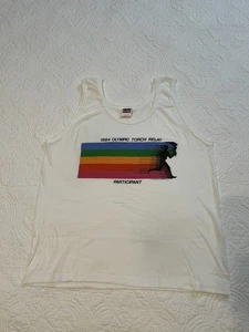 Levis 1984 Olympia Fackellauf Teilnehmer weiß Grafik Vintage Tank XL - Bild 1 von 8