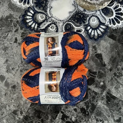 Boutique Sashy Team Spirit Navy & Orange Crochet Craft Yarn 2 SKEINS NEW - Image 1 of 2