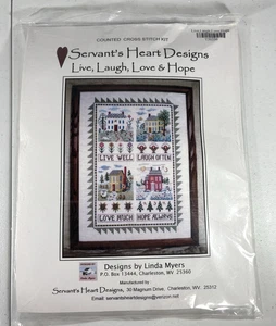 Linda Myers Live, Laugh, Love, Hope, Servant's Heart Design Kit de punto de cruz NUEVO - Imagen 1 de 5