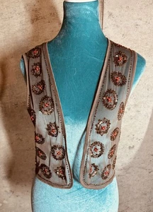 Chicos Netz Spitzenweste. Goldperlen & Pailletten. Größe Small-Medium (Chicos 0) - Bild 1 von 4