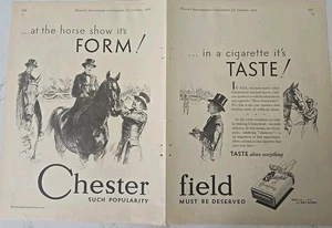 Chesterfield Cigarettes Horse Show Art 1939 anuncio vintage de dos páginas - Imagen 1 de 1