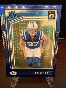 Laiatu Latu Blue Hyper Prizm Rated Rookie Card 2024 Panini Optic Colts RC CM - Picture 1 of 2