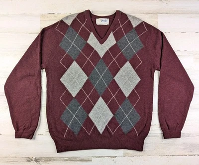 Vintage Pringle Sweater Mens 44 Large Argyle 100% Cashmere Scotland Made - Image 1 of 4
