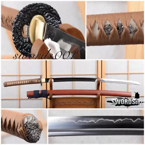 Archaistic Japanese Samurai Katana Sword Real Hamon Silver Plated Wave Kashira - Picture 1 of 12