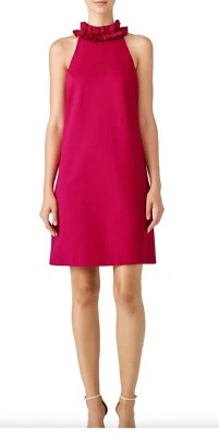 Trina Turk Dobbie Cocktail Dress. Sz 4 Ruffles Magenta Pink Party Holidays Lace - Image 1 of 4