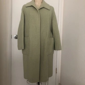 Beautiful Vintage 1960 Switzer’S Green Wool Womens Full Length Lined Wrap Coat - Picture 1 of 24