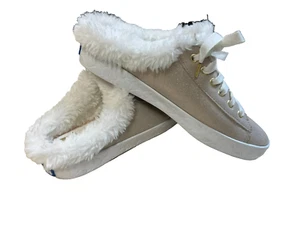 NWOB Keds for kate spade Gold Glitter Sneaker Slide Faux Fur Trim US SZ - Picture 1 of 13