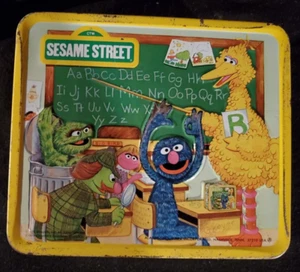 Vintage SESAME STREET: 1979 METAL LUNCH BOX - Large Tin Tote / No Thermos - Picture 1 of 8