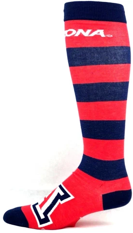 Arizona Wildcats Striped Navy & Red Thin Long Socks Cover