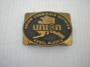 Union 76 Chemical Division Kenai, Alaska 1981 Vintage Messing Gürtelschnalle Anacortes - Bild 1 von 2