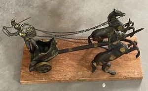 Vintage Arma Achilles Made In Greece Bronze Sculpture Trojan On Marble Base - Picture 1 of 19