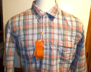 NEW Hugo Boss XXL 2XL California long sleeve pocket shirt pink blue green plaid - Picture 1 of 3