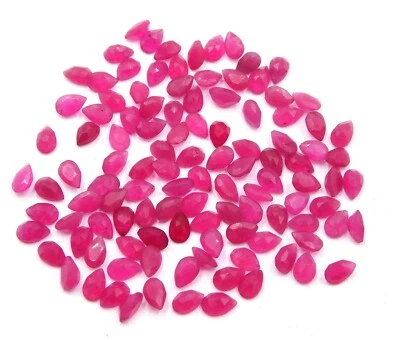 Dyed Ruby Pear Cut Lot Loose Lab Created Gemstone 6X4 MM For Jewelry P-1621 - Image 1 of 2