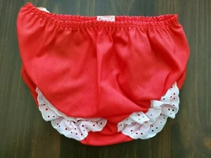 Shirey Girl's Bloomer Panty Diaper Cover Size 4T Red w White Eyelet Lace NEW - Picture 1 of 5