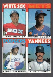 1986 Topps Wax Box Bottom Uncut Fisk Gooden Guerrero Guidry