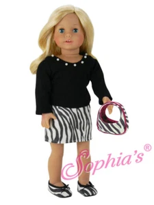 Puppenkleidung 18 Zoll schwarzes Stricktop & Zebrarock - Bild 1 von 1