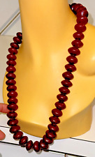 Dark Red Cherry Amber?Faturan?Bakelite?Vintage 40s Huge Beads 28long-167 GraMs