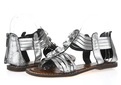 Womens Sam Edelman Galina 226398 Silver Metallic Jeweled Leather Sandals Size 5 - Image 1 of 4