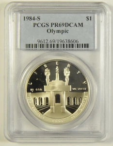 1984-S LA Olympic Coliseum Silver Dollar PCGS PR-69 DCAM #38606 - Picture 1 of 2