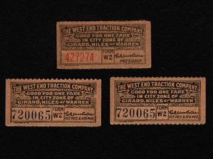 Boletos OPC X3 principios de 1900 The West End Traction Co. - Imagen 1 de 2