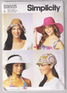 9505 SIMPLICITY - HATS in 4 Styles - Sz S/M/L - Picture 1 of 2