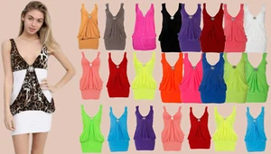 Ladies Sexy Broach Strape Mini Eveningwear Dress V Neck Frill Fall Party Top - Picture 1 of 35