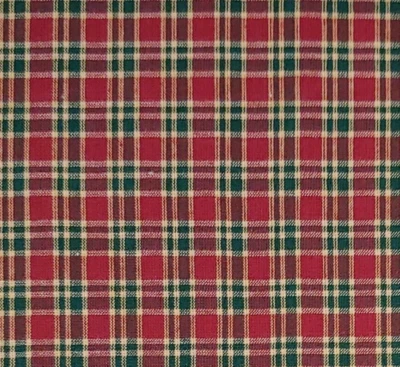Christmas HOMESPUN Fabric Cotton 49 Red Dark Green Nat SCANT 1/2 YARD - Image 1 of 2