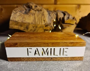 Beleuchtbarer Holz Sockel Deko Dekoration Familie Set Geschenk Handmade Liebe💗 - Bild 1 von 3