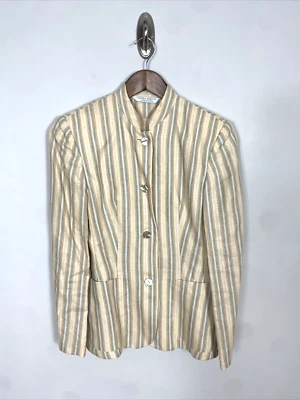 Vintage Laura Ashley Yellow 100% Linen Blazer, Size 4 - Imagem 1 de 4