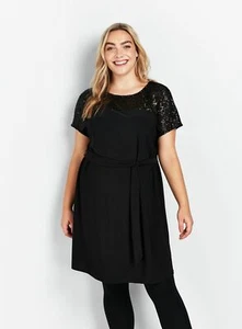 Ex Evans Womens Black Sequin Dress Size 14 - RRP £35 - (C3) - Picture 1 of 5