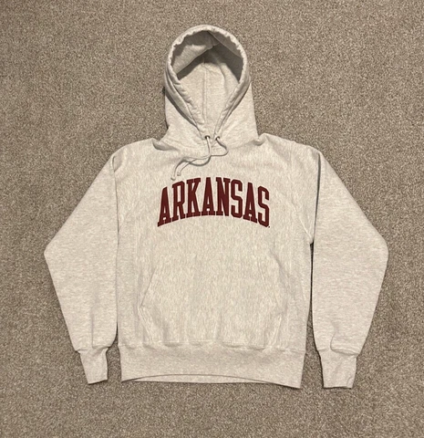 Arkansas Razorbacks Hoodie Mens Small Gray Champion Reverse Weave Sweatshirt Cover