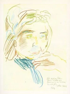 “GIRL PORTRAIT, 1949” BY OSKAR KOKOSCHKA, AQUARELLE SERIGRAPHY PUB. 1963 (4U-08) - Picture 1 of 1