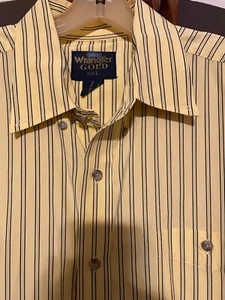 Vintage Wrangler Gold Shirt Men's Medium Sunlight Yellow Stripe 100% Cotton - Picture 1 of 5