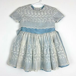 Vintage Blumenmädchen Ensemble handgenäht 1960 Schuhe, Handschuhe, Kleid - Bild 1 von 12