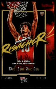2024 Topps Now Zaccharie Risacher RC #5 Atlanta Hawks No. 1 selección hace historia - Imagen 1 de 2