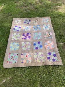 Vintage Feedsack Quilt 40s 50s Unique - Picture 1 of 18