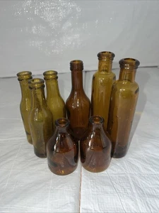 Lot von (8) Vintage Braunglas Apotheker Medizin Flaschen (gebraucht) - Bild 1 von 2